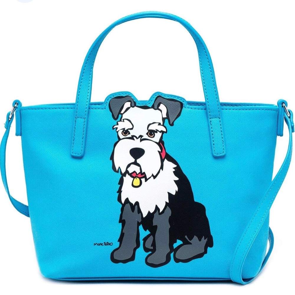 Marc Tetro SCHNAUZER Blue Mini TOTE w/ Shoulder Strap & Card Case Wristlet